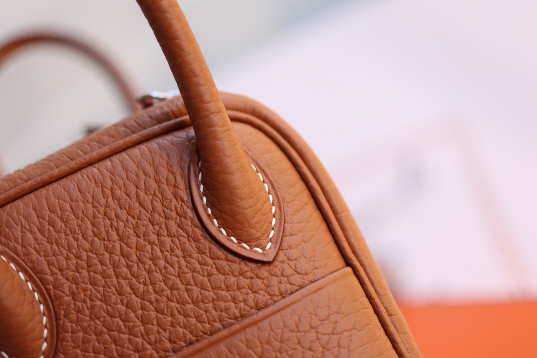 에르메스 미니 린디백19 골드브라운 은장 끌레망스 가죽